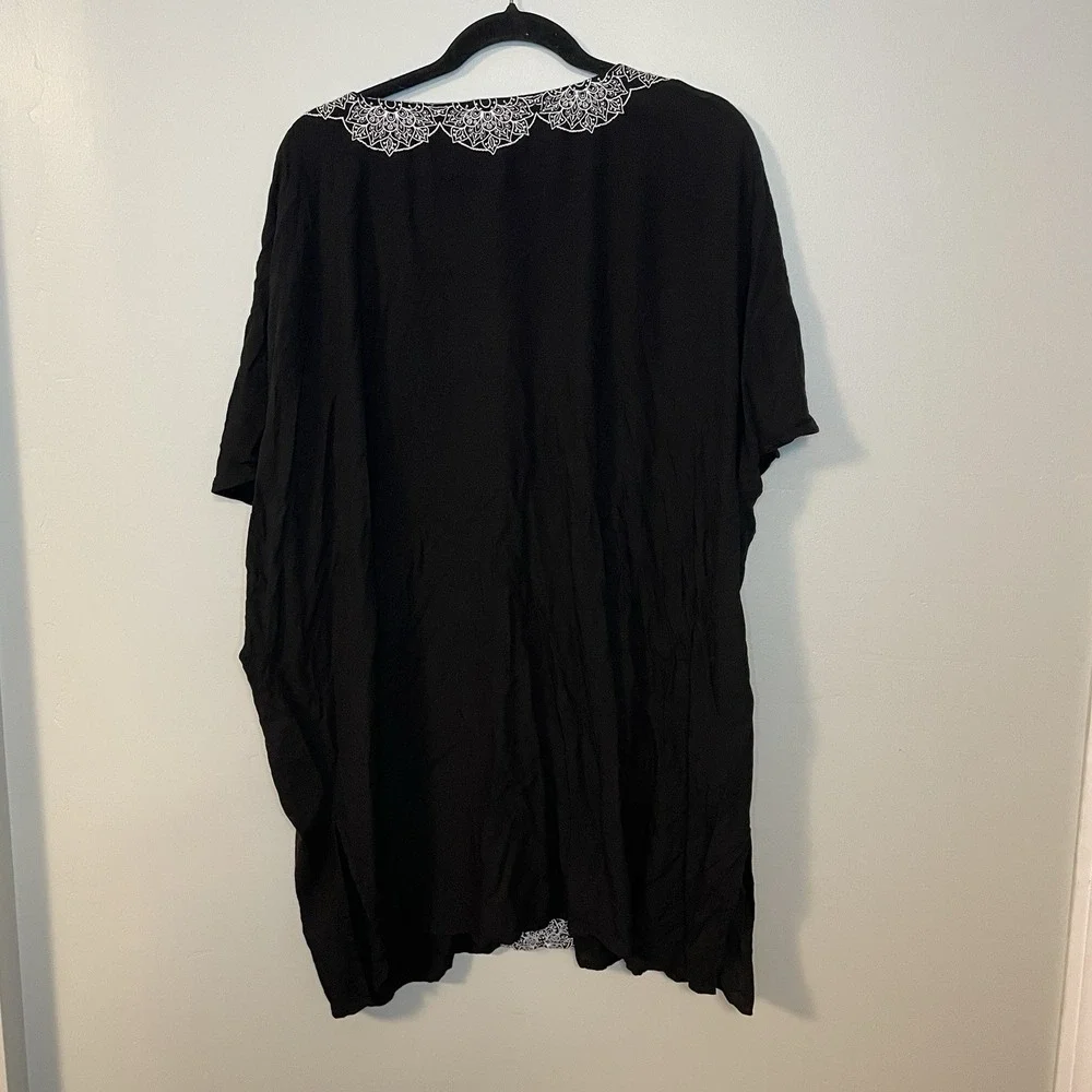 Swimsuits For All Swim Cover Up Sz 18 20 Black Embroidered Rayon Tunic Dress